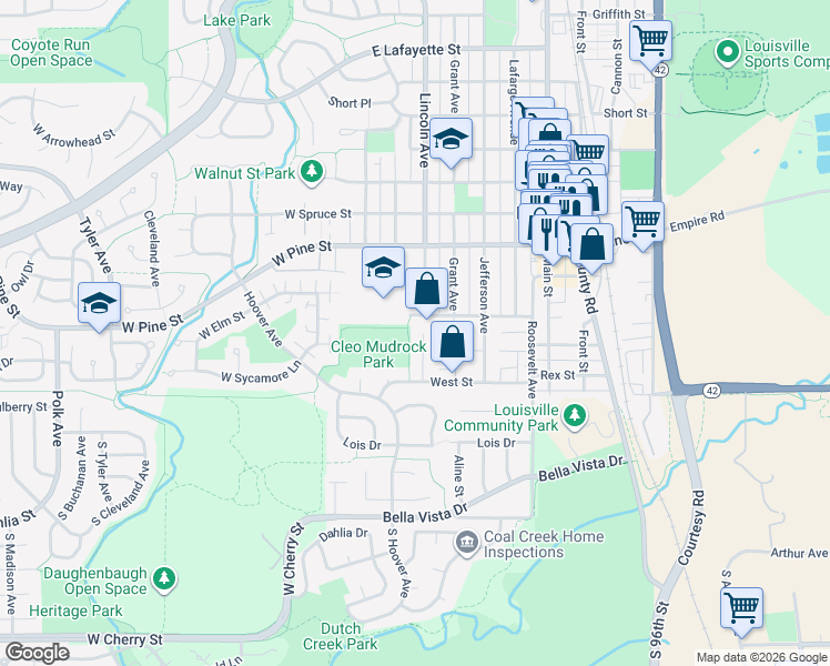 map of restaurants, bars, coffee shops, grocery stores, and more near 343 West Street in Louisville