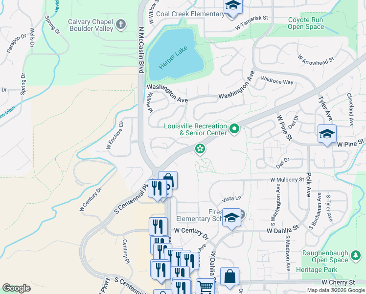 map of restaurants, bars, coffee shops, grocery stores, and more near 900 West Via Appia Way in Louisville