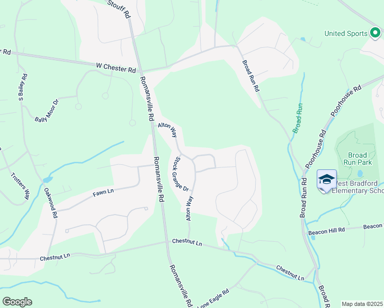 map of restaurants, bars, coffee shops, grocery stores, and more near 1965 Goldenridge Drive in Downingtown