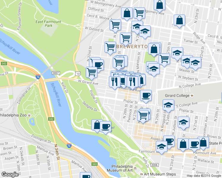 map of restaurants, bars, coffee shops, grocery stores, and more near 2931 Harper St in Philadelphia