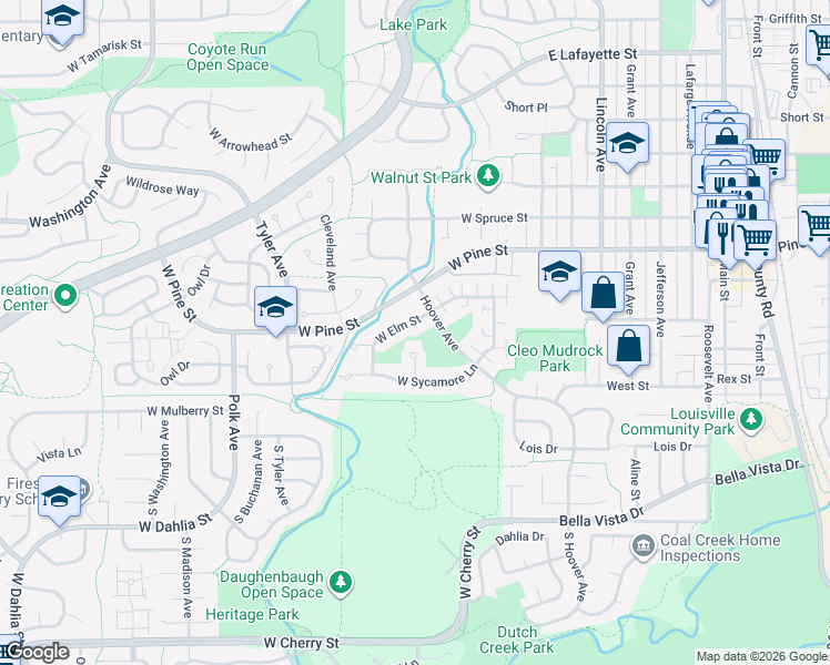 map of restaurants, bars, coffee shops, grocery stores, and more near 223 West Elm Street in Louisville