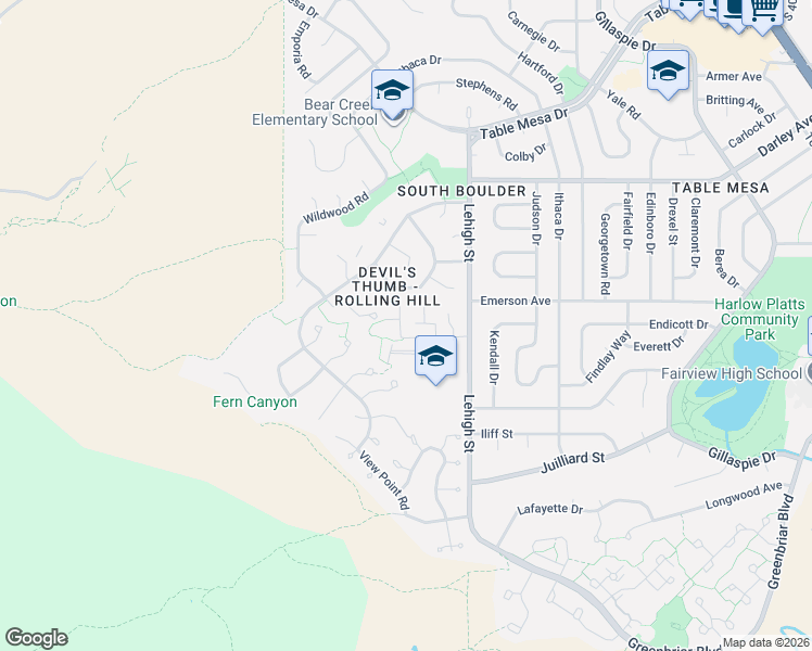map of restaurants, bars, coffee shops, grocery stores, and more near 79 Benthaven Place in Boulder