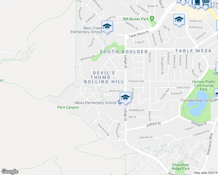 map of restaurants, bars, coffee shops, grocery stores, and more near 79 Benthaven Place in Boulder