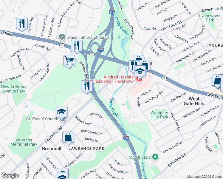 85 Lawrence Road, Broomall PA Walk Score