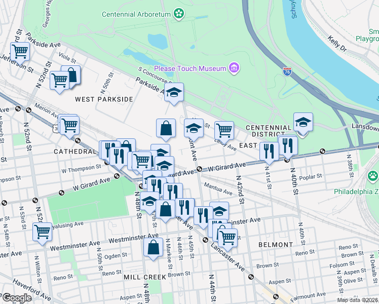 map of restaurants, bars, coffee shops, grocery stores, and more near in Philadelphia
