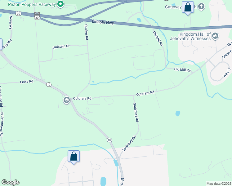 map of restaurants, bars, coffee shops, grocery stores, and more near 289 Octorara Road in Parkesburg