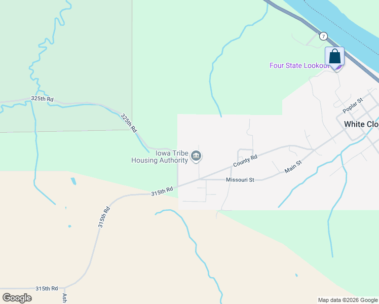 map of restaurants, bars, coffee shops, grocery stores, and more near 117 T Street in White Cloud