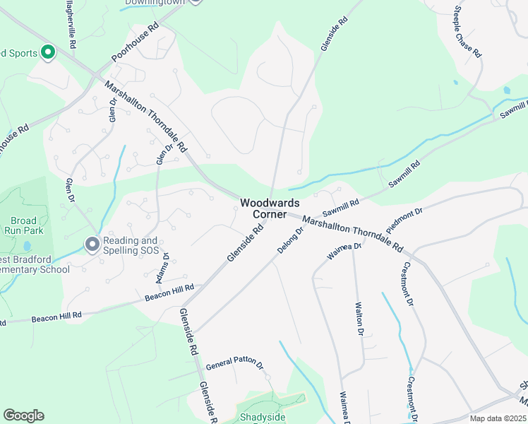 map of restaurants, bars, coffee shops, grocery stores, and more near 1300 Marshallton Thorndale Road in Chester County