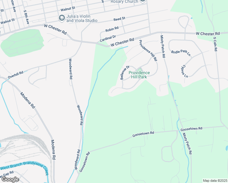 map of restaurants, bars, coffee shops, grocery stores, and more near 408 Providence Hill Road in Coatesville