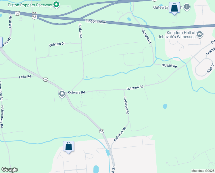 map of restaurants, bars, coffee shops, grocery stores, and more near 289 Octorara Road in Parkesburg