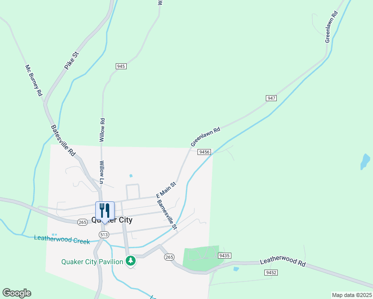 map of restaurants, bars, coffee shops, grocery stores, and more near 375 East Main Street in Quaker City