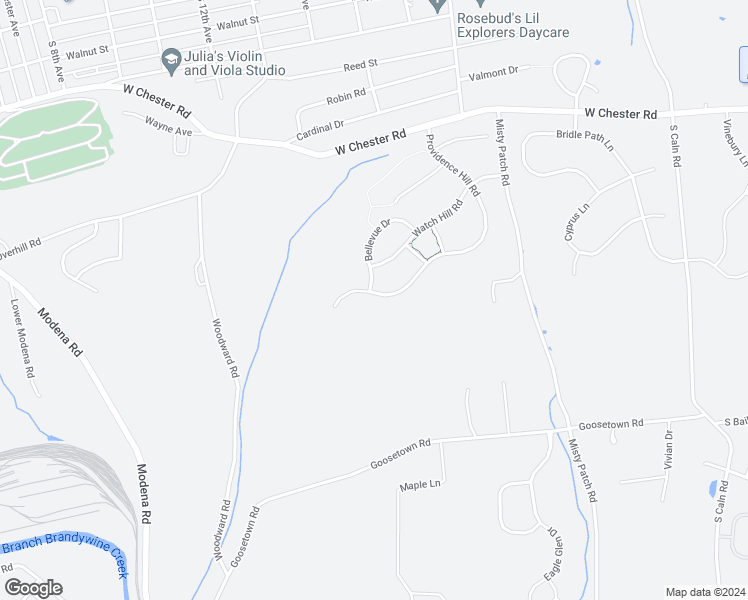map of restaurants, bars, coffee shops, grocery stores, and more near 322 Providence Hill Road in Coatesville