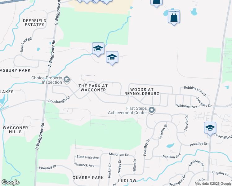 map of restaurants, bars, coffee shops, grocery stores, and more near 8220 Rodebaugh Road in Reynoldsburg