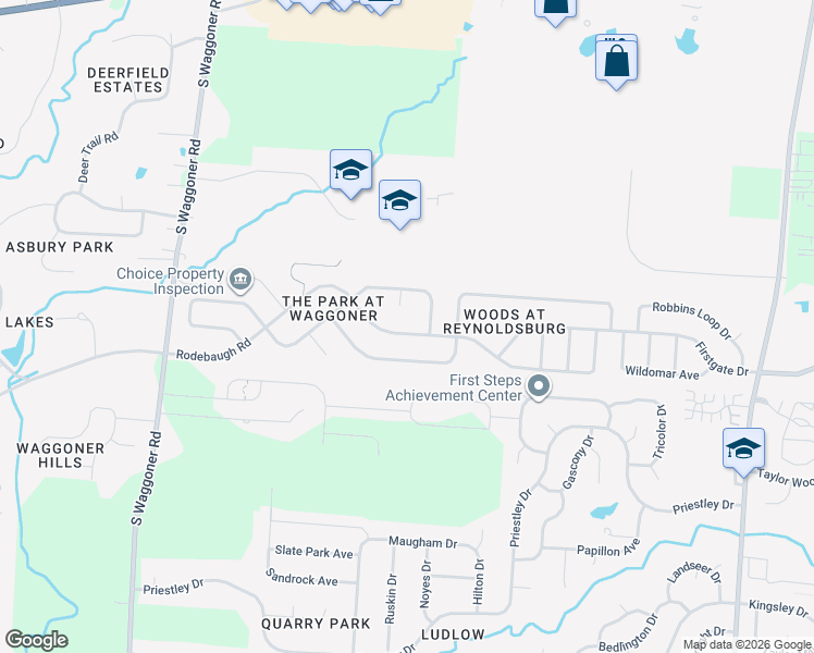 map of restaurants, bars, coffee shops, grocery stores, and more near 8220 Rodebaugh Road in Reynoldsburg