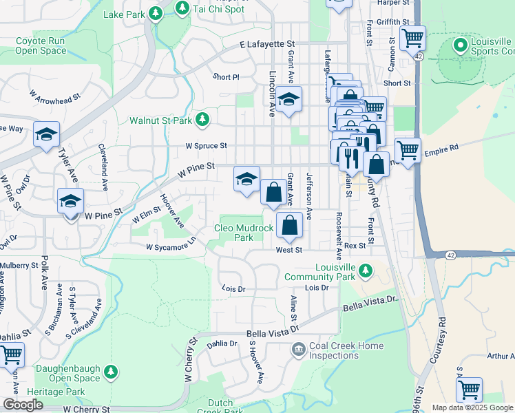 map of restaurants, bars, coffee shops, grocery stores, and more near 400 Hutchinson Street in Louisville
