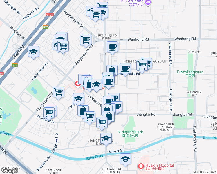 map of restaurants, bars, coffee shops, grocery stores, and more near in 