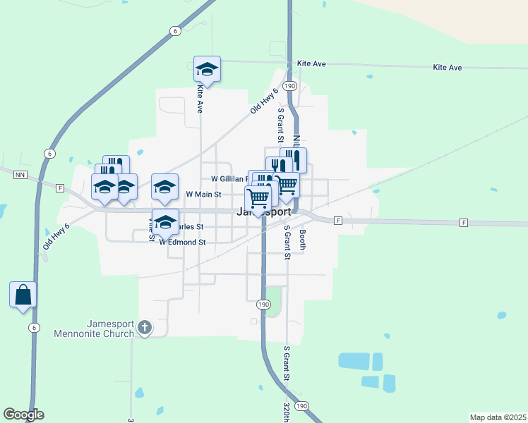 map of restaurants, bars, coffee shops, grocery stores, and more near in Jamesport