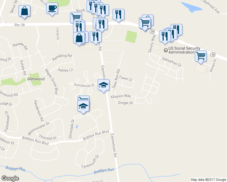 map of restaurants, bars, coffee shops, grocery stores, and more near 15 Carob Court in Lumberton