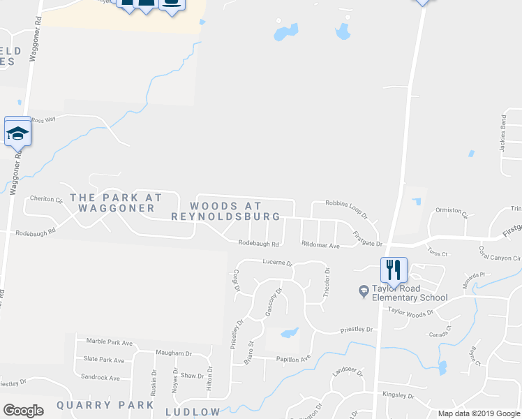 map of restaurants, bars, coffee shops, grocery stores, and more near 8402 Firstgate Drive in Reynoldsburg