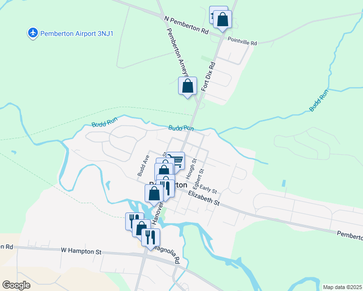 map of restaurants, bars, coffee shops, grocery stores, and more near 25 Hanover Street in Pemberton