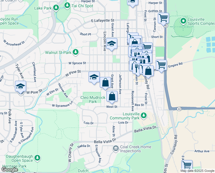 map of restaurants, bars, coffee shops, grocery stores, and more near 508 Lincoln Avenue in Louisville