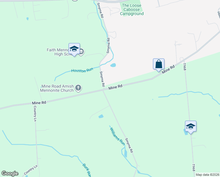 map of restaurants, bars, coffee shops, grocery stores, and more near 5146 Mine Road in Kinzers