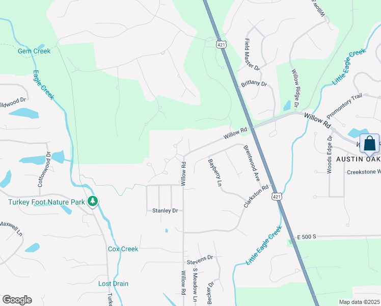 map of restaurants, bars, coffee shops, grocery stores, and more near 3511 Willow Road in Zionsville
