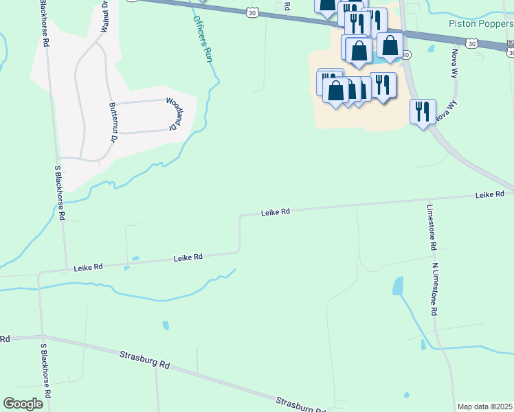 map of restaurants, bars, coffee shops, grocery stores, and more near 4089 Leike Road in Parkesburg