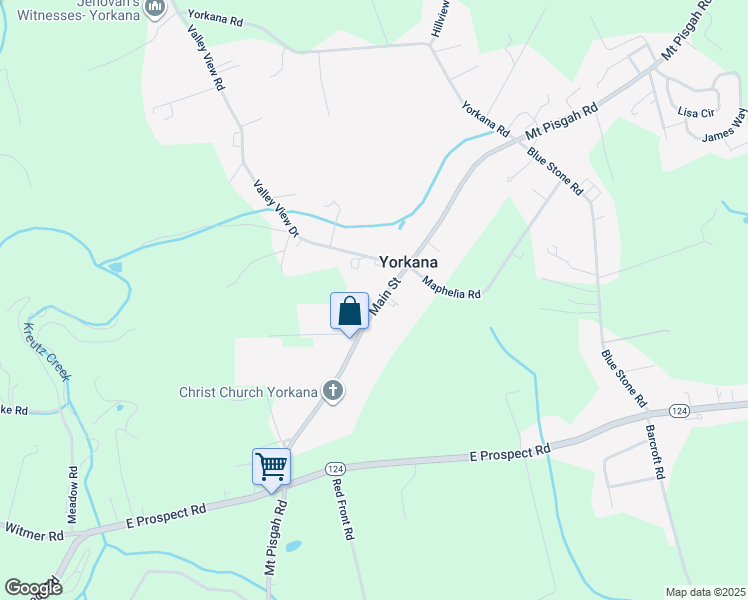 map of restaurants, bars, coffee shops, grocery stores, and more near 32 East Main Street in New Freedom
