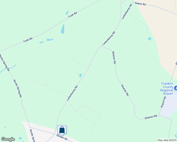 map of restaurants, bars, coffee shops, grocery stores, and more near 3420 Letterkenny Rd in Chambersburg