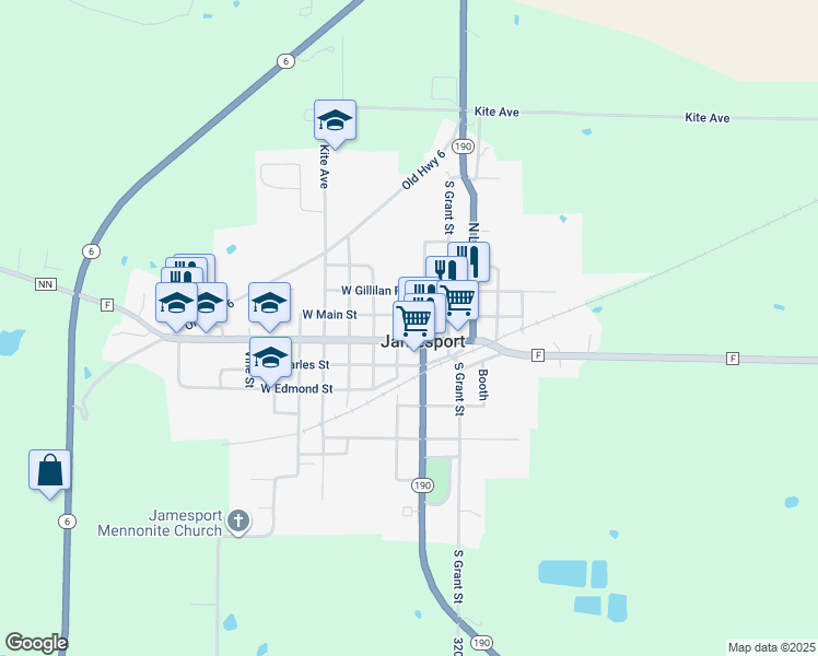 map of restaurants, bars, coffee shops, grocery stores, and more near in Jamesport