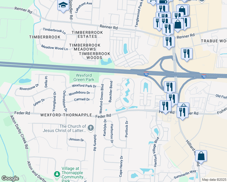 map of restaurants, bars, coffee shops, grocery stores, and more near 1189 Burnham Drive in Columbus