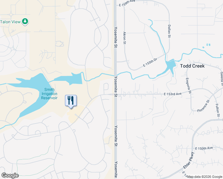 map of restaurants, bars, coffee shops, grocery stores, and more near 15374 Xenia Court in Brighton