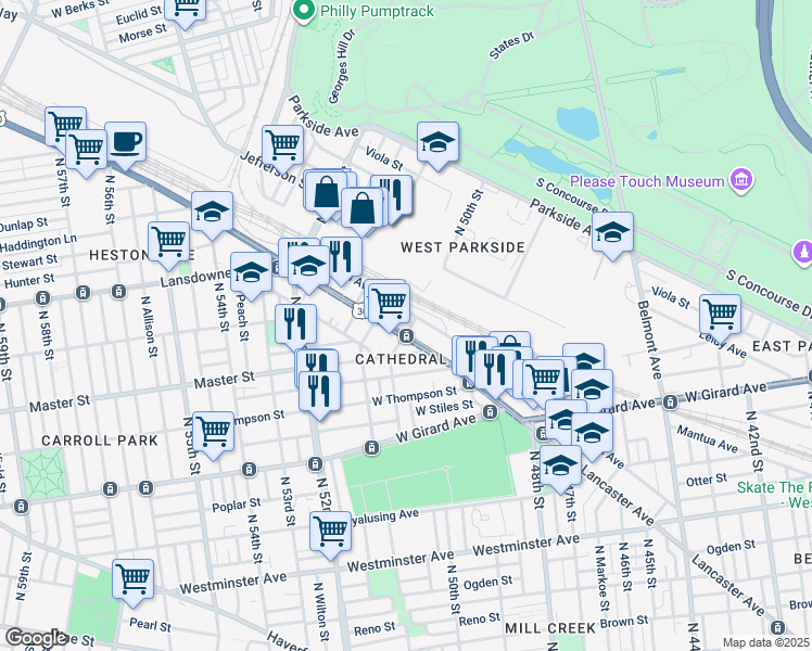 map of restaurants, bars, coffee shops, grocery stores, and more near in Philadelphia