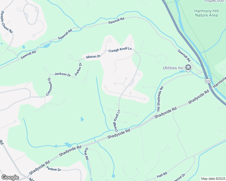 map of restaurants, bars, coffee shops, grocery stores, and more near 1212 Delaware Lane in Downingtown
