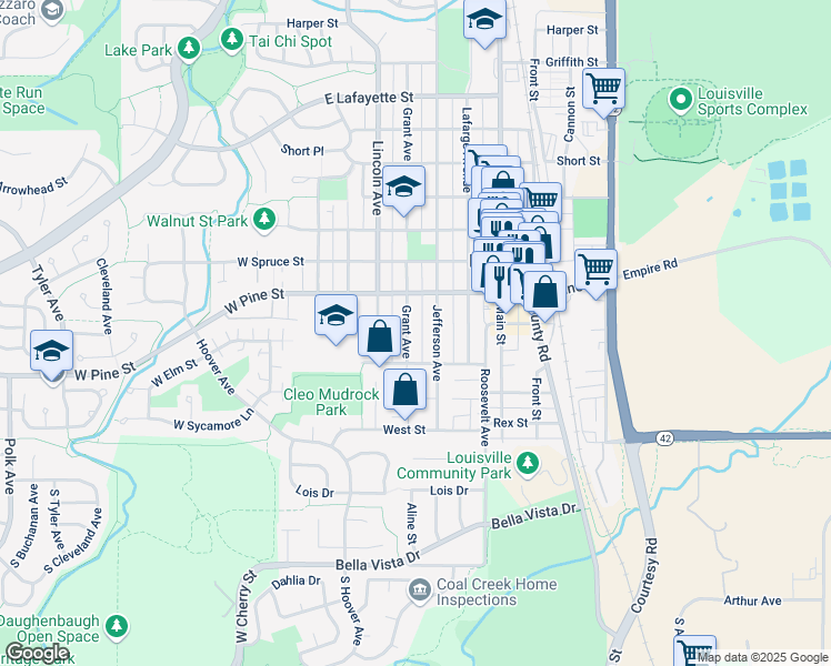 map of restaurants, bars, coffee shops, grocery stores, and more near 501 Jefferson Avenue in Louisville