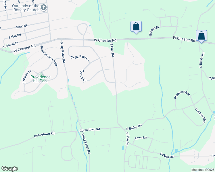 map of restaurants, bars, coffee shops, grocery stores, and more near 104 Bridle Path Lane in Chester County