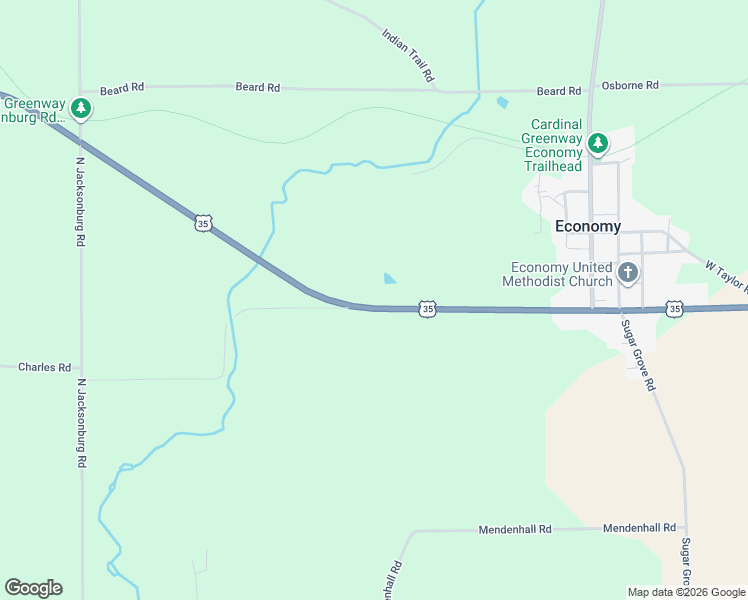 map of restaurants, bars, coffee shops, grocery stores, and more near 11668 U.S. 35 in Economy