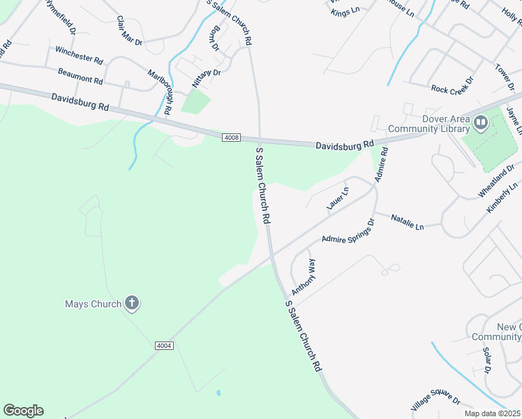 map of restaurants, bars, coffee shops, grocery stores, and more near 4250 South Salem Church Road in Dover