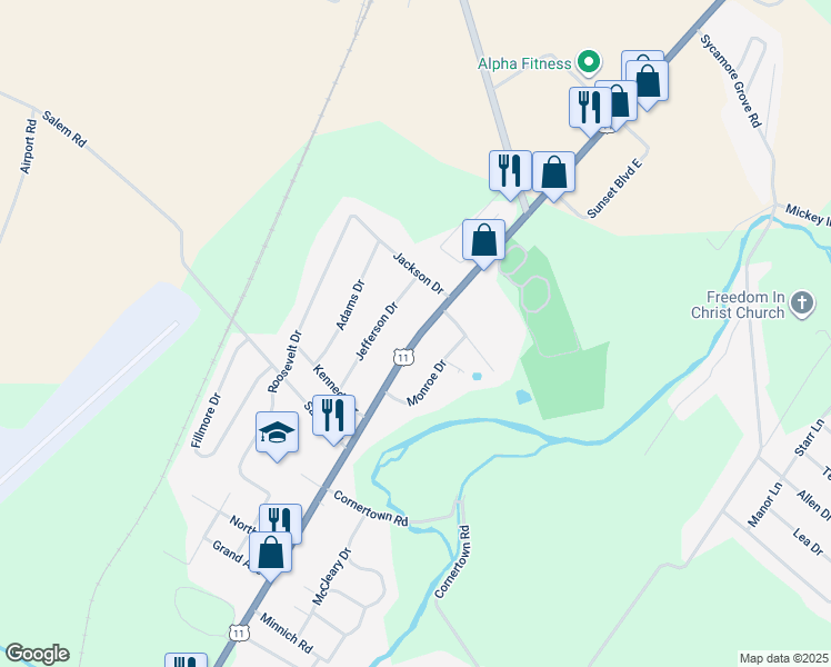 map of restaurants, bars, coffee shops, grocery stores, and more near 2953 Philadelphia Avenue in Chambersburg