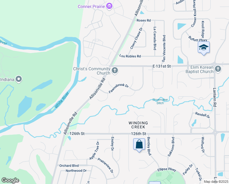 map of restaurants, bars, coffee shops, grocery stores, and more near 8198 Fawnsbrook Drive in Fishers