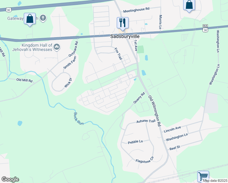 map of restaurants, bars, coffee shops, grocery stores, and more near 412 Anderson Street in Coatesville