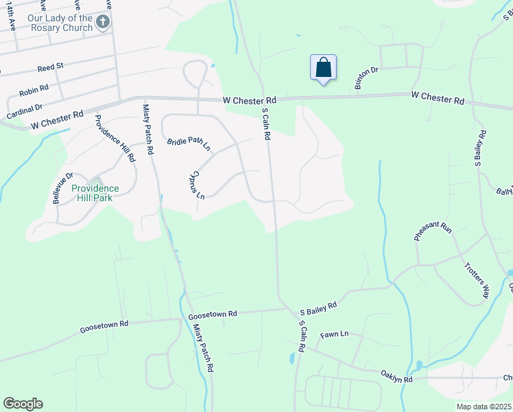 map of restaurants, bars, coffee shops, grocery stores, and more near 104 Bridle Path Lane in Chester County