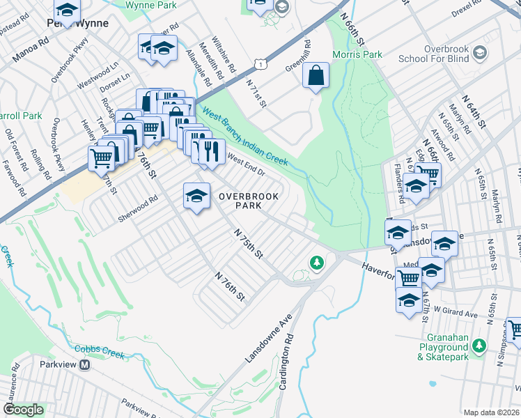 map of restaurants, bars, coffee shops, grocery stores, and more near in Philadelphia