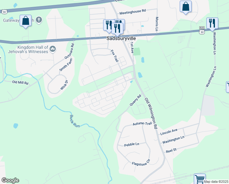 map of restaurants, bars, coffee shops, grocery stores, and more near 406 Anderson Street in Coatesville
