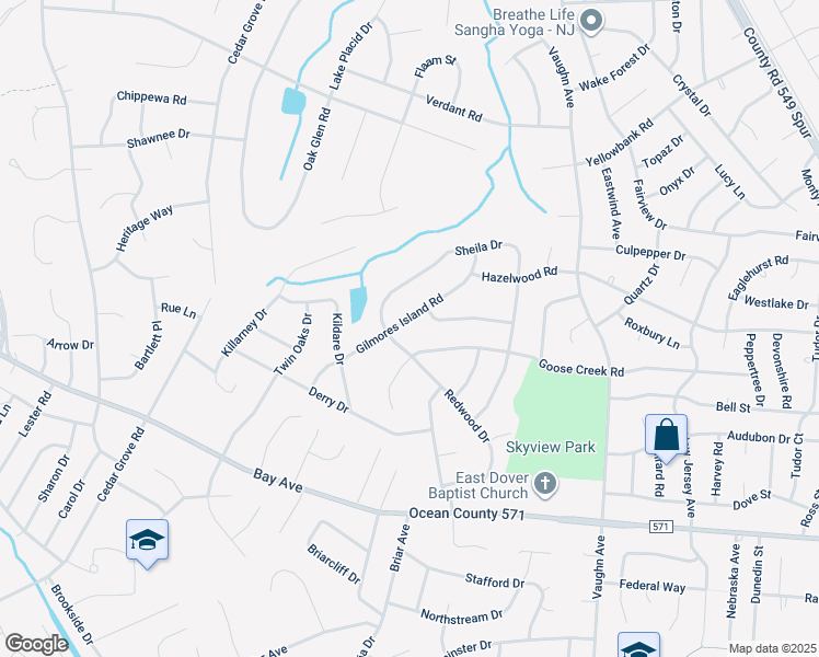 map of restaurants, bars, coffee shops, grocery stores, and more near 813 Gilmores Island Road in Toms River