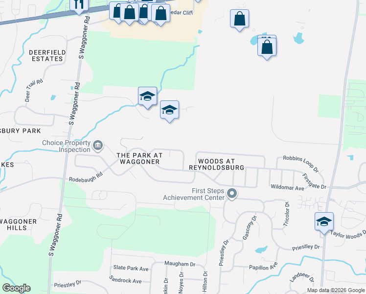 map of restaurants, bars, coffee shops, grocery stores, and more near 8242 Bellow Park Drive in Reynoldsburg