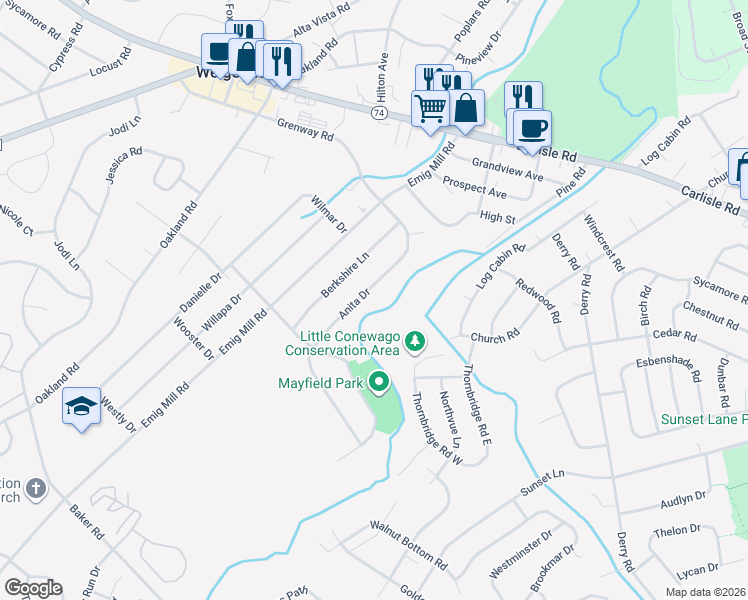 map of restaurants, bars, coffee shops, grocery stores, and more near 2444 Anita Drive in Dover