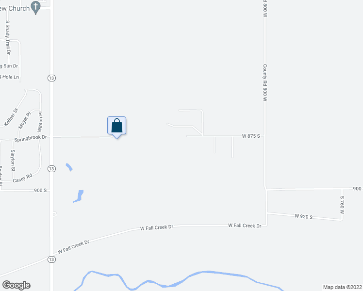 map of restaurants, bars, coffee shops, grocery stores, and more near 8380 West 875 South in Pendleton