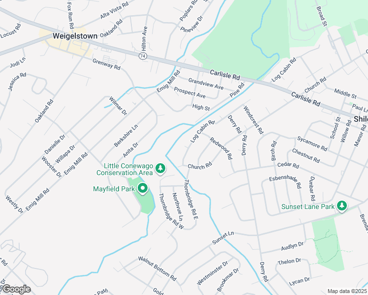 map of restaurants, bars, coffee shops, grocery stores, and more near 2555 Log Cabin Road in York